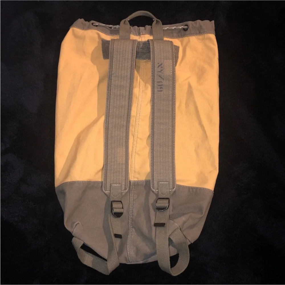 American Eagle Yellow Canvas Military Style Duffel Bag Vintage Backpack